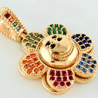 Dije Flor Feliz Movil | Oro Amarillo 18K | 4.5 g | 2.8 cm