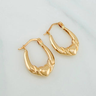 Candongas Meza Corazon | Oro Amarillo 18K | 1.55 g | 2 cm