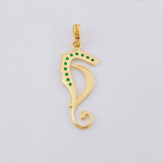 Dije Caballo Abstracto De Mar Esmeraldas 17pts | Oro Amarillo 18K | 1.5gr | 3.3cm