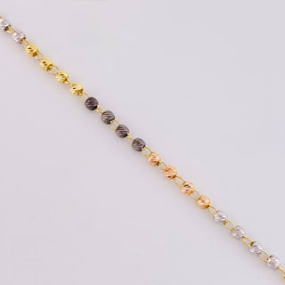 Pulso Tipo Militar Diamantado | Tres Oros 18K | 2.45 g | 19 cm | 3 mm