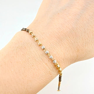 Pulso Tipo Militar Diamantado | Tres Oros 18K | 2.45 g | 19 cm | 3 mm