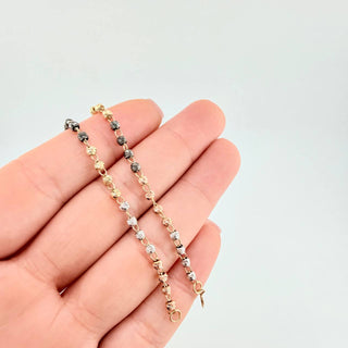 Pulso Tipo Militar Diamantado | Tres Oros 18K | 2.45 g | 19 cm | 3 mm