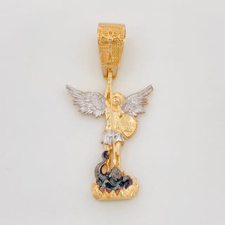 Dije San Miguel | Tres Oros Amarillo Blanco Negro 18K | 4.75 g | 4 cm