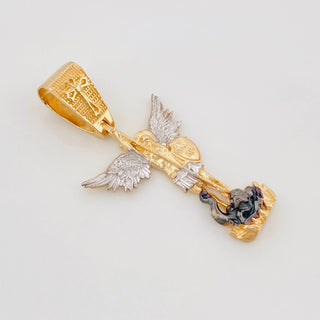 Dije San Miguel | Tres Oros Amarillo Blanco Negro 18K | 4.75 g | 4 cm