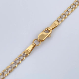 Cadena Cubana | Dos Oros Amarillo Blanco 18K | 5.95gr | 56.3cm