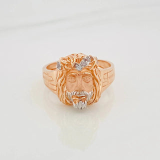 Anillo Rostro Cristo | Dos Oros Blanco Rosa 18K | 6.9 g | T9 1/2