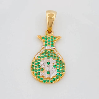 Dije Bolsa De Dinero | Dos Oros Amarillo Blanco 18K | 2.6 g | 3 cm