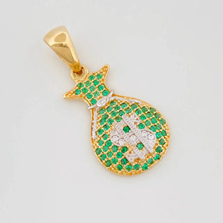 Dije Bolsa De Dinero | Dos Oros Amarillo Blanco 18K | 2.6 g | 3 cm