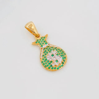 Dije Bolsa De Dinero | Dos Oros Amarillo Blanco 18K | 2.6 g | 3 cm