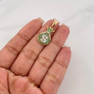 Dije Bolsa De Dinero | Dos Oros Amarillo Blanco 18K | 2.6 g | 3 cm