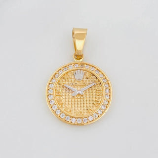 Dije Reloj Corona | Dos Oros Amarillo Blanco 18K | 3g | 2.5 cm