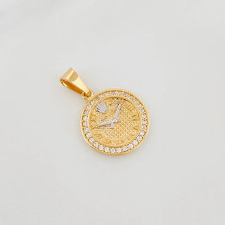 Dije Reloj Corona | Dos Oros Amarillo Blanco 18K | 3g | 2.5 cm