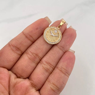 Dije Reloj Corona | Dos Oros Amarillo Blanco 18K | 3g | 2.5 cm
