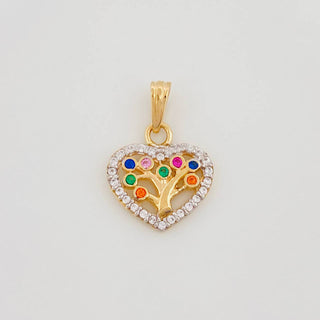 Dije Corazón Árbol de la Vida | Dos Oros Amarillo Blanco 18K | 1.35 g | 2 cm