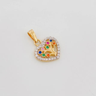 Dije Corazón Árbol de la Vida | Dos Oros Amarillo Blanco 18K | 1.35 g | 2 cm
