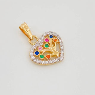 Dije Corazón Árbol de la Vida | Dos Oros Amarillo Blanco 18K | 1.35 g | 2 cm