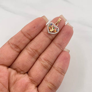 Dije Corazón Árbol de la Vida | Dos Oros Amarillo Blanco 18K | 1.35 g | 2 cm