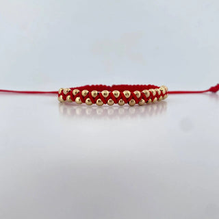 Pulsera Roja | Oro Amarillo 18K | 3mm | 31 Und Bolas Lisas