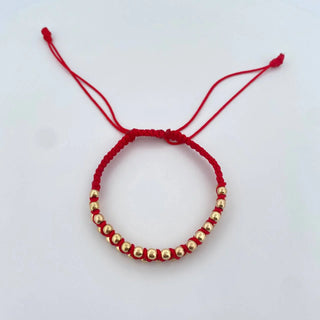 Pulsera Roja | Oro Amarillo 18K | 3mm | 31 Und Bolas Lisas