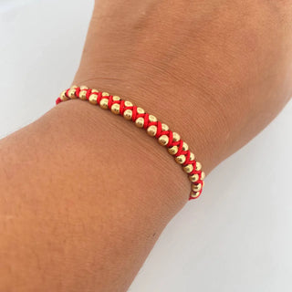 Pulsera Roja | Oro Amarillo 18K | 3mm | 31 Und Bolas Lisas