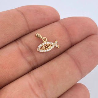 Dije Pez Jesús | Oro Amarillo 18K | 0.65 g | 1.3 cm