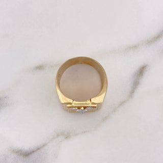 Anillo Sello Baston Hermes | Dos Oros Amarillo Blanco 18K | 12.83gr | T8 1/4