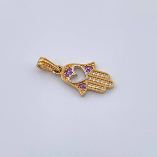 Dije Mano Hamsa Corazón | Dos Oros Amarillo Blanco 18K | 1.5 g | 2.3 cm