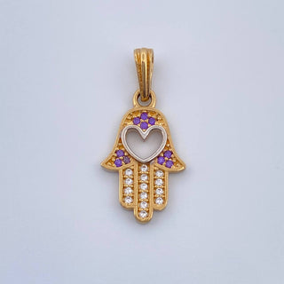 Dije Mano Hamsa Corazón | Dos Oros Amarillo Blanco 18K | 1.5 g | 2.3 cm