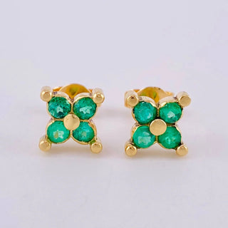Topos Trebol Esmeralda 60Pts | Oro Amarillo 18K | 1.95 g | 7 cm