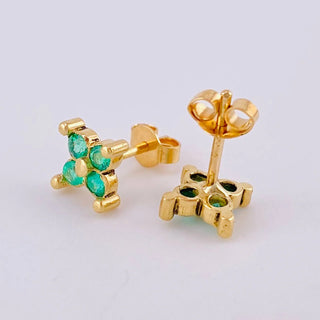 Topos Trebol Esmeralda 60Pts | Oro Amarillo 18K | 1.95 g | 7 cm
