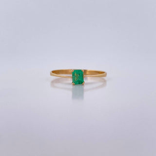 Anillo Solitario Rectangular Esmeralda 14Pts | Oro Amarillo 18K | 1.05 g | T6 3/4