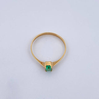 Anillo Solitario Rectangular Esmeralda 14Pts | Oro Amarillo 18K | 1.05 g | T6 3/4