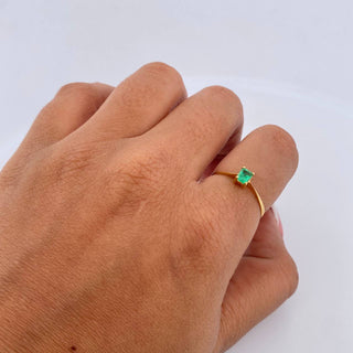 Anillo Solitario Rectangular Esmeralda 14Pts | Oro Amarillo 18K | 1.05 g | T6 3/4