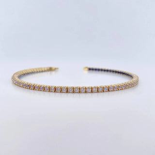 Pulso Tennis | Oro Amarillo 18K | 7.55gr | 18.2cm | 2.2mm Circones Blancos Azules