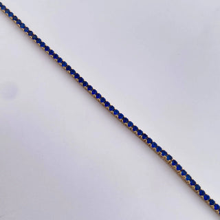 Pulso Tennis | Oro Amarillo 18K | 7.55gr | 18.2cm | 2.2mm Circones Blancos Azules