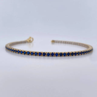 Pulso Tennis | Oro Amarillo 18K | 7.55gr | 18.2cm | 2.2mm Circones Blancos Azules