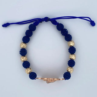 Pulsera Azul Rostro Cristo | Oro 18K | 8.55gr