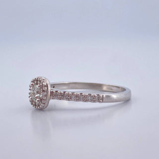 Anillo Halo Cuadrado Diamantes | Oro Blanco 18K | 2gr | T5