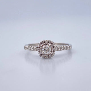 Anillo Halo Cuadrado Diamantes | Oro Blanco 18K | 2gr | T5