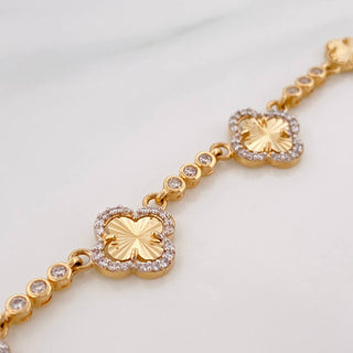 Cadena Trebol Tennis Diamantado | Oro Amarillo 18K | 21.8 g | 50.1 cm | 2.88 mm