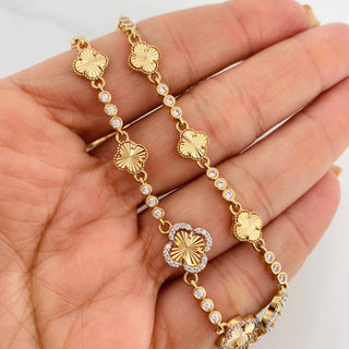 Cadena Trebol Tennis Diamantado | Oro Amarillo 18K | 21.8 g | 50.1 cm | 2.88 mm