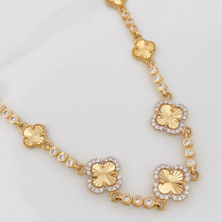 Cadena Trebol Tennis Diamantado | Oro Amarillo 18K | 21.8 g | 50.1 cm | 2.88 mm