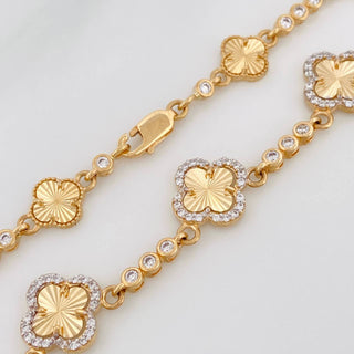Cadena Trebol Tennis Diamantado | Oro Amarillo 18K | 21.8 g | 50.1 cm | 2.88 mm