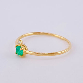 Anillo Solitario Tortuga Esmeralda 15Pts | Oro Amarillo 18K | 0.95 g | T7 1/4