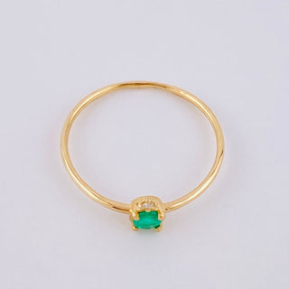 Anillo Solitario Tortuga Esmeralda 15Pts | Oro Amarillo 18K | 0.95 g | T7 1/4