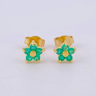Topos Flor 5 Petalos Esmeraldas 15Pts | Oro Amarillo 18K | 1.15 g | 5.45 mm