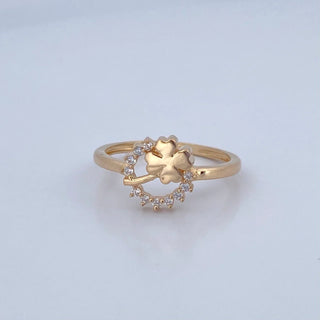Anillo Trebol Suerte | Oro 18K | 2.35gr | T7 1/2