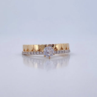 Anillo Churumbela Corazones | Dos Oros Amarillo Blanco 18K | 2.25gr | T6