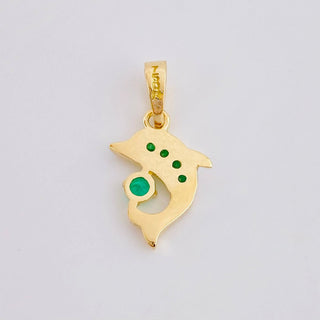 Dije Delfin Esmeraldas 15pts | Oro Amarillo 18K | 1.3gr | 2cm