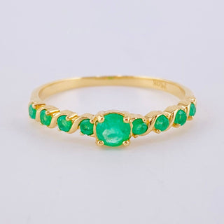 Anillo Solitario Esencia Esmeraldas 46pts | Oro Amarillo 18K | 1.95 g | T 8